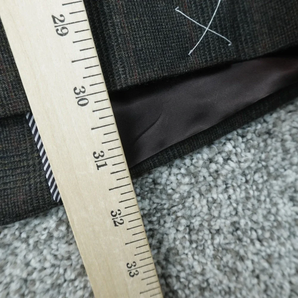 NEW Lands End Blazer Mens 46 Gray Glen Plaid Wool Button Sport Coat Suit Jacket